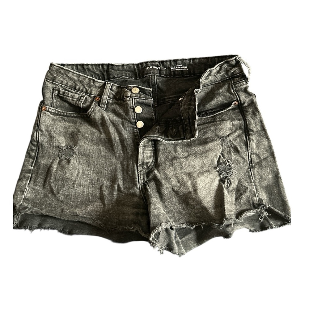 Old Navy Black Jean Shorts Distressed Style